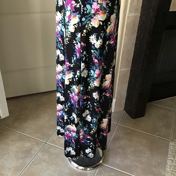 Floral Maxi Sundress Junior SMALL Sleeveless Shoulder Tie Stretch Poof New York - Picture 15 of 16